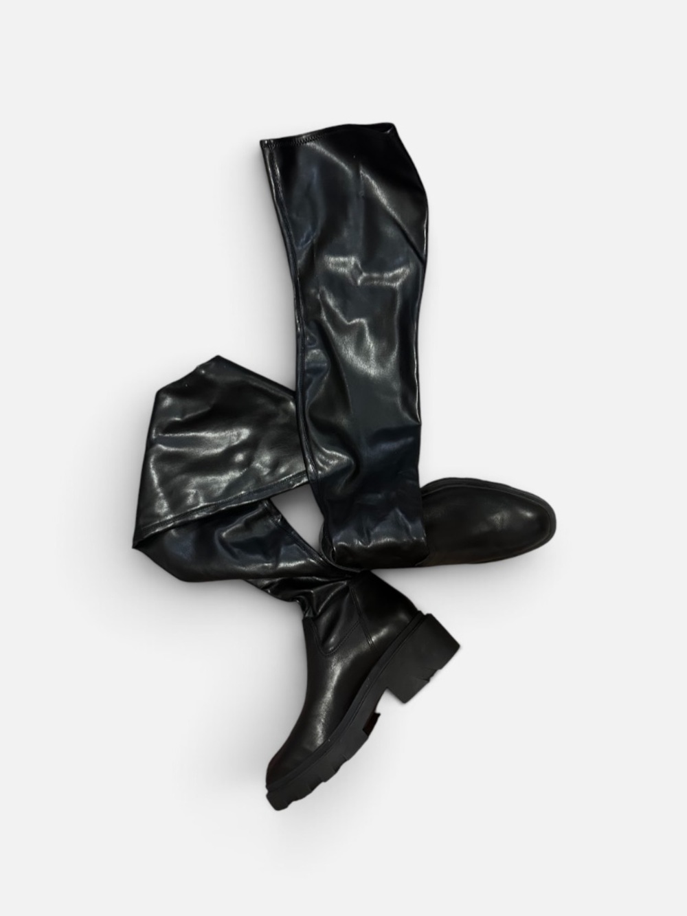Ash Black Over-the-Knee Platform Combat Boots